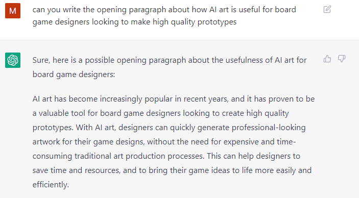 A screenshot of an interaction with ChatGPT and the AI chat bot responding with the introduction